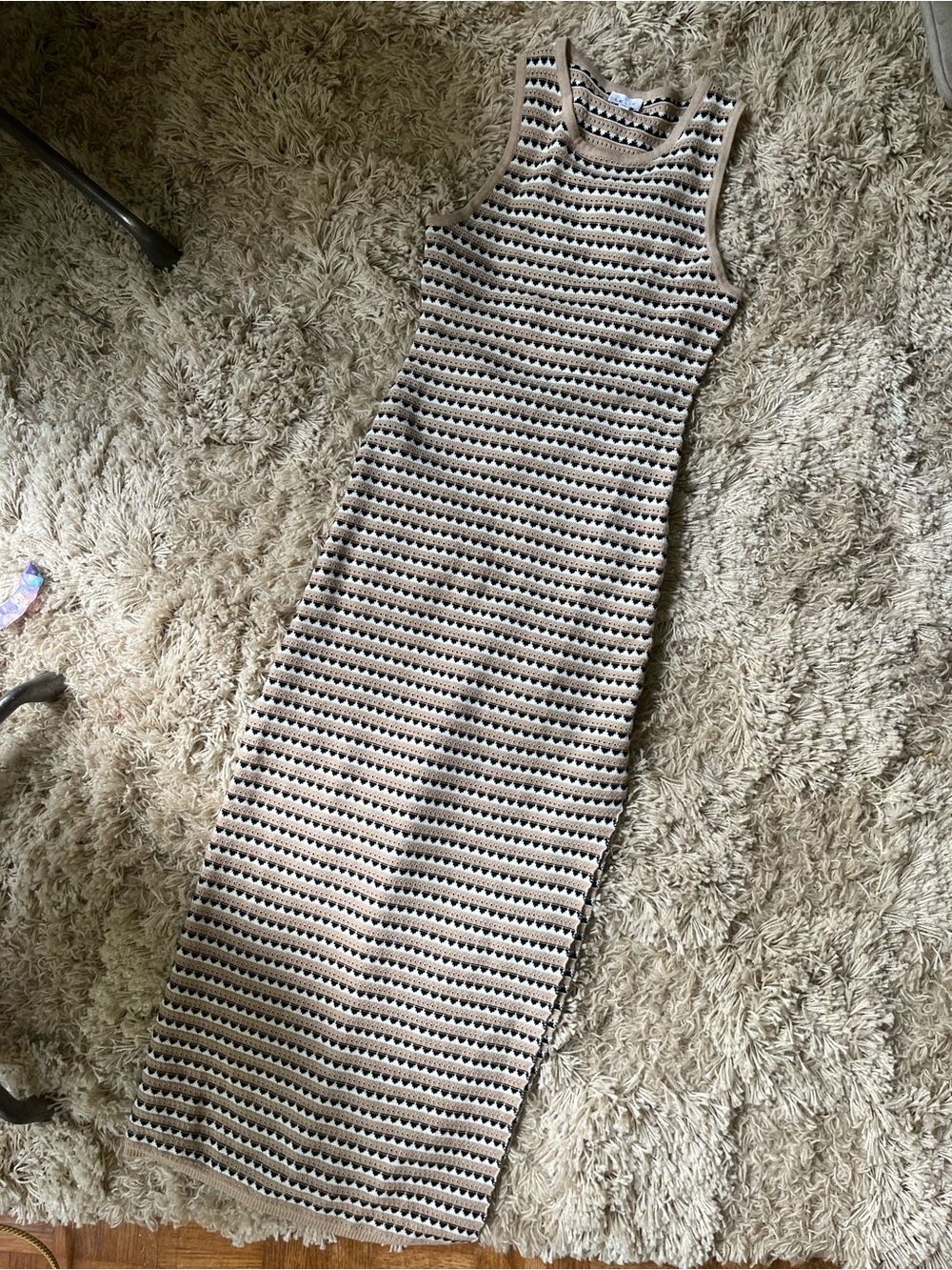 Pinkblush Beige & Black Striped Maternity Maxi Dress - Picture 5 of 5